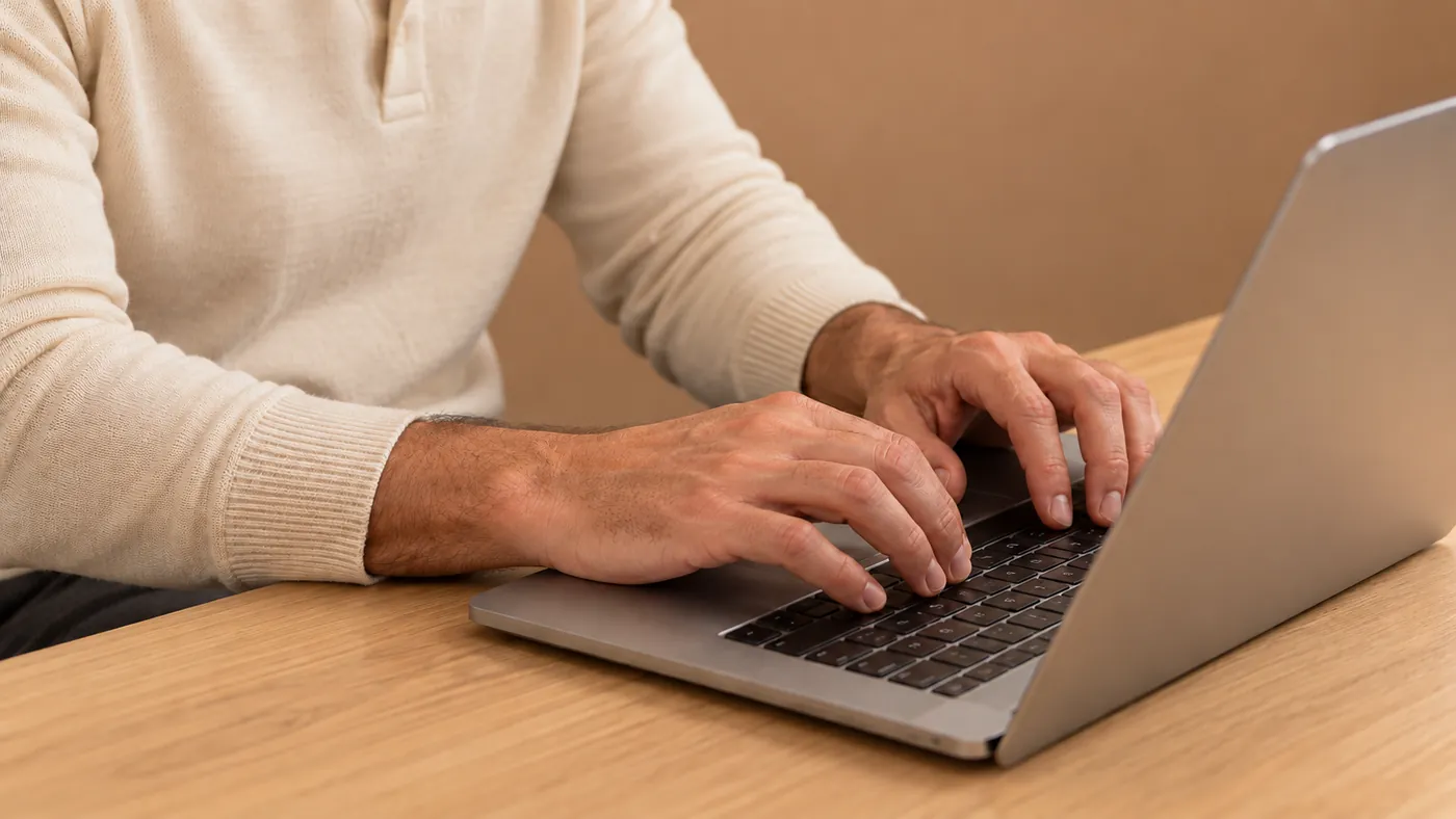 Building the site on a laptop